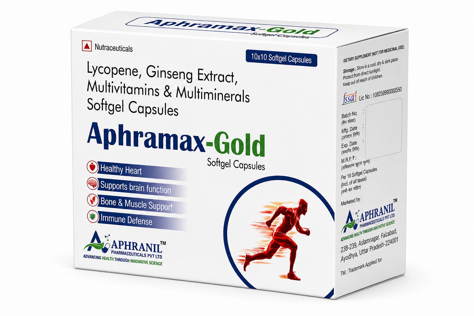 AphraMax-Gold softgel capsules with lycopene, ginseng extract, multivitamins and multiminerals